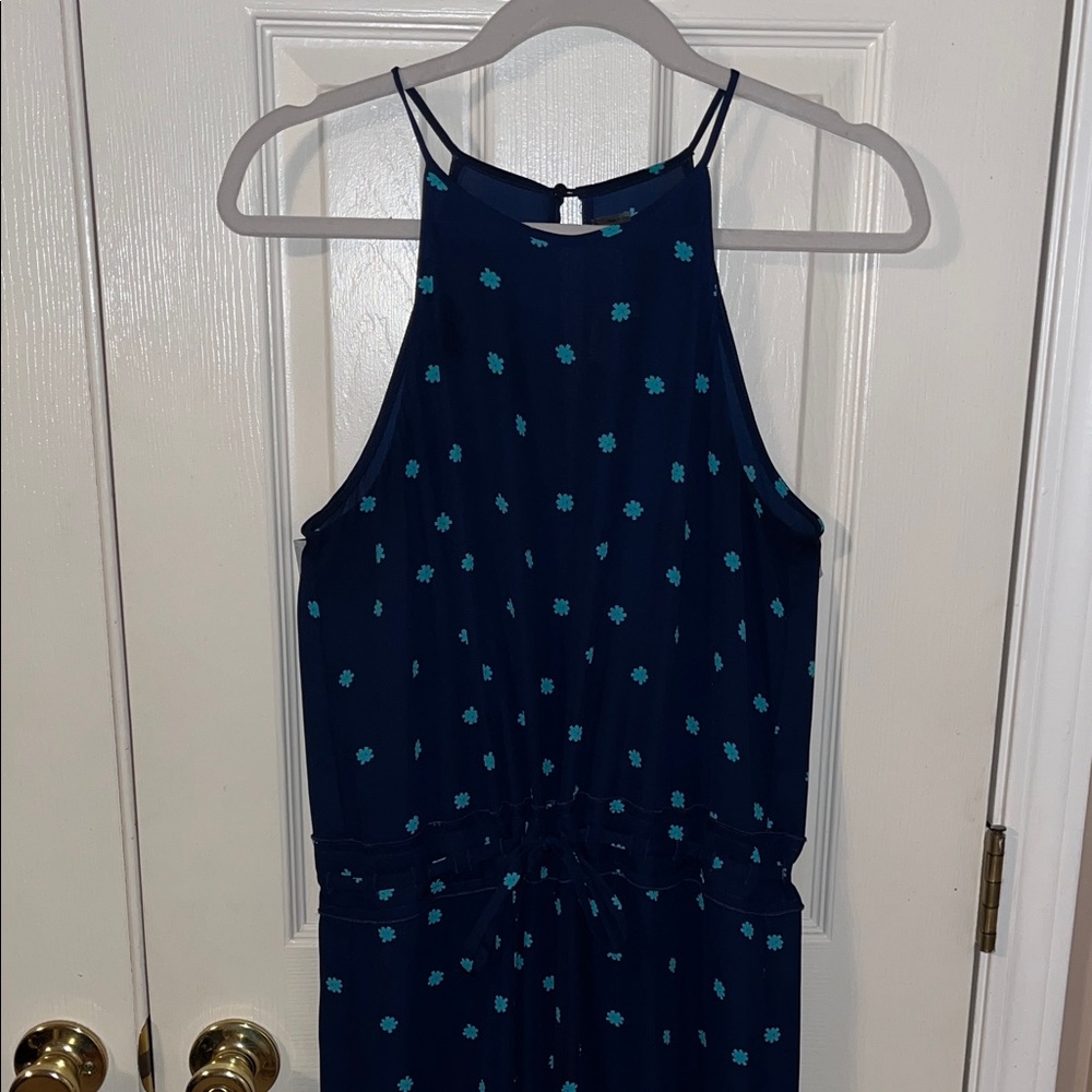 Diane Von Furstenberg Blue Polka Dot Halter Jumpsuit